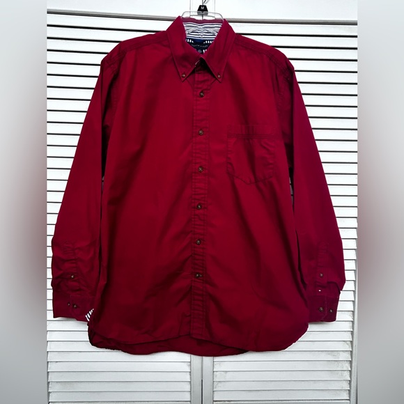 4- Tommy Hilfiger Large Men’s Long Sleeve Buttoned Up Shirts Collared Plaid Red - Picture 13 of 15